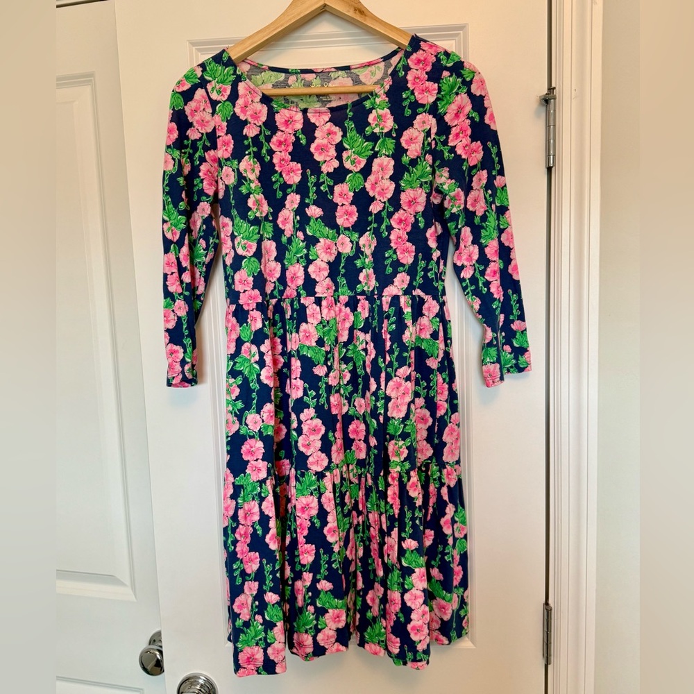 Lilly Pulitzer Floral Dress - Pink and Green on Blue